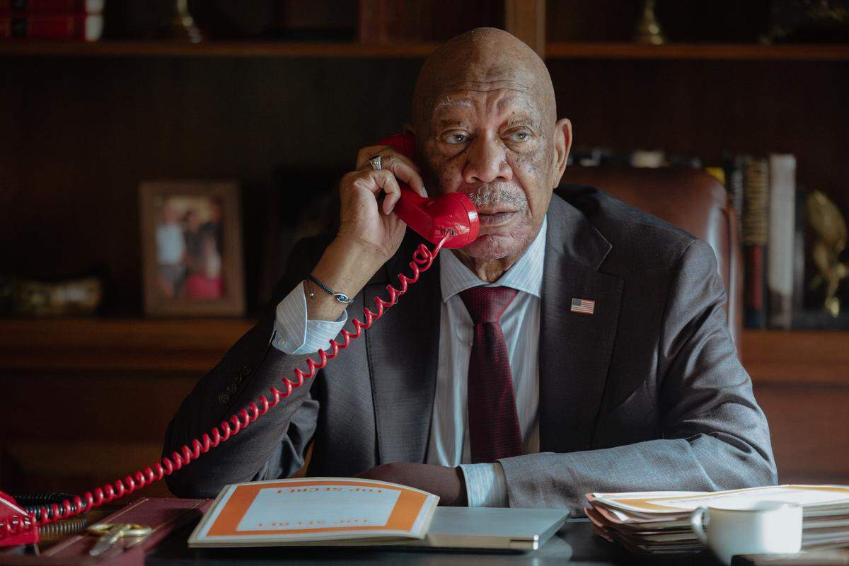 Morgan Freeman as Edwin Mullins in Lioness, episode 4, season 3, streaming on Paramount+, 2026.