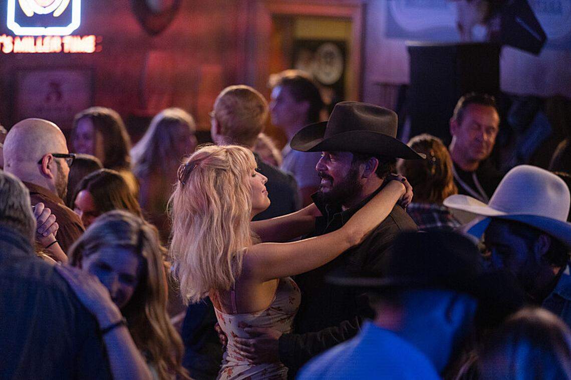 Beth Dutton (Kelly Reilly) and Rip Wheeler (Cole Hauser) dance in Episode 3 of Season 5.