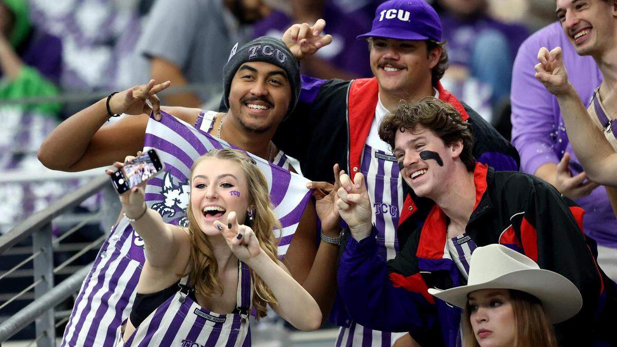 Attendance at sporting events is another area Dallas-Fort Worth excelled in, according to Derrick Moss, Sports Business Journal senior market analyst. TCU students get ready for the Big 12 Championship game on Saturday, December 3, 2022, at AT&T Stadium in Arlington.