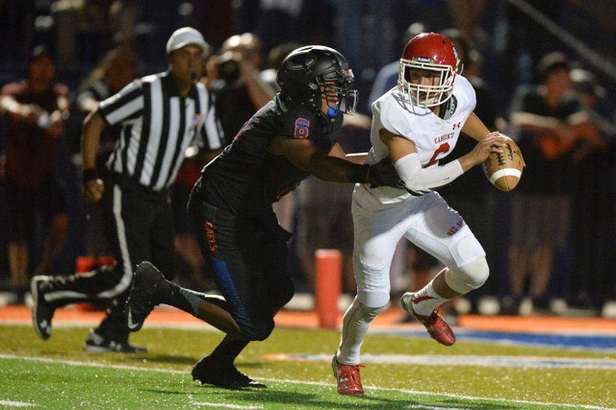 Adam Plant Jr. had 10 sacks his senior season at Bishop Gorman High School in Las Vegas.