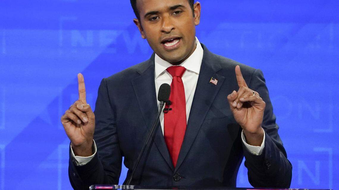 Vivek Ramaswamy during the fourth Republican presidential primary debate in Tuscaloosa, Alabama, on Wednesday.