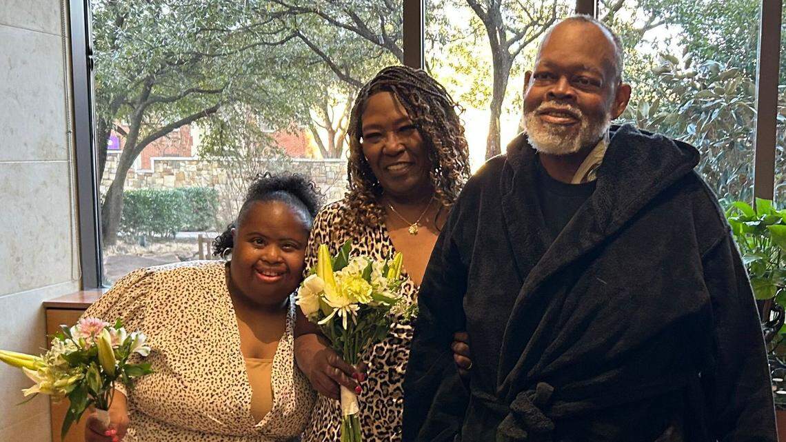 Less than a week after he received a kidney transplant in early March, Tony Cross married Cynthia McIntosh in his hospital room at Texas Health Harris Methodist Fort Worth Hospital. Her granddaughter, Marlonda McIntosh (left) served as maid of honor.