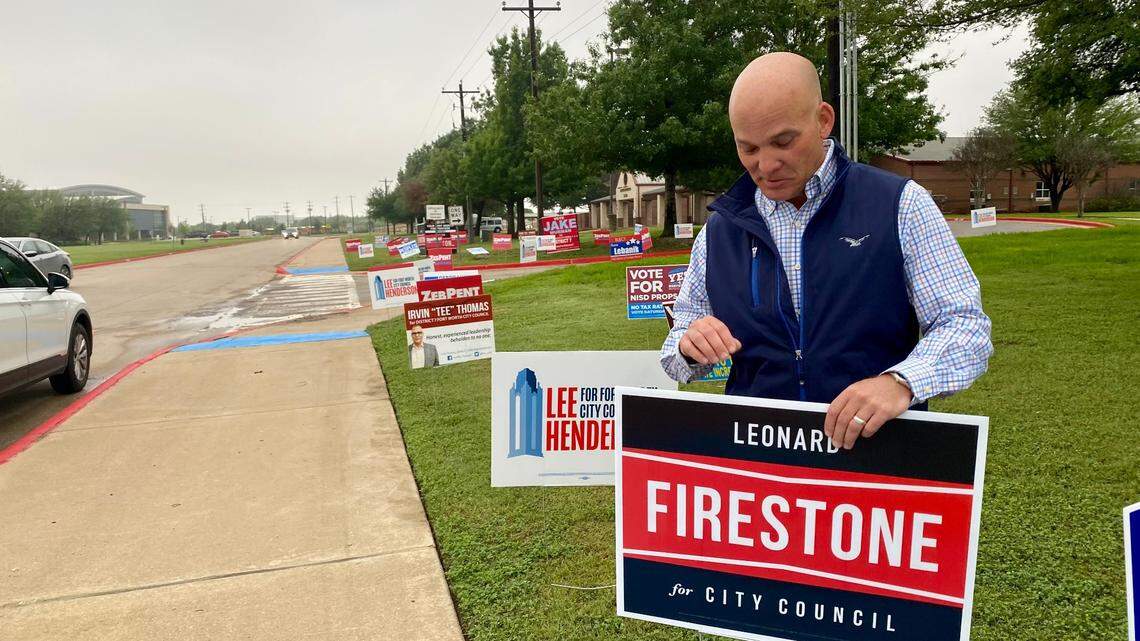 Fort Worth District 7 council member Leonard Firestone, putting out signs during his 2021 campaign, opted not to run for re-election in 2023.