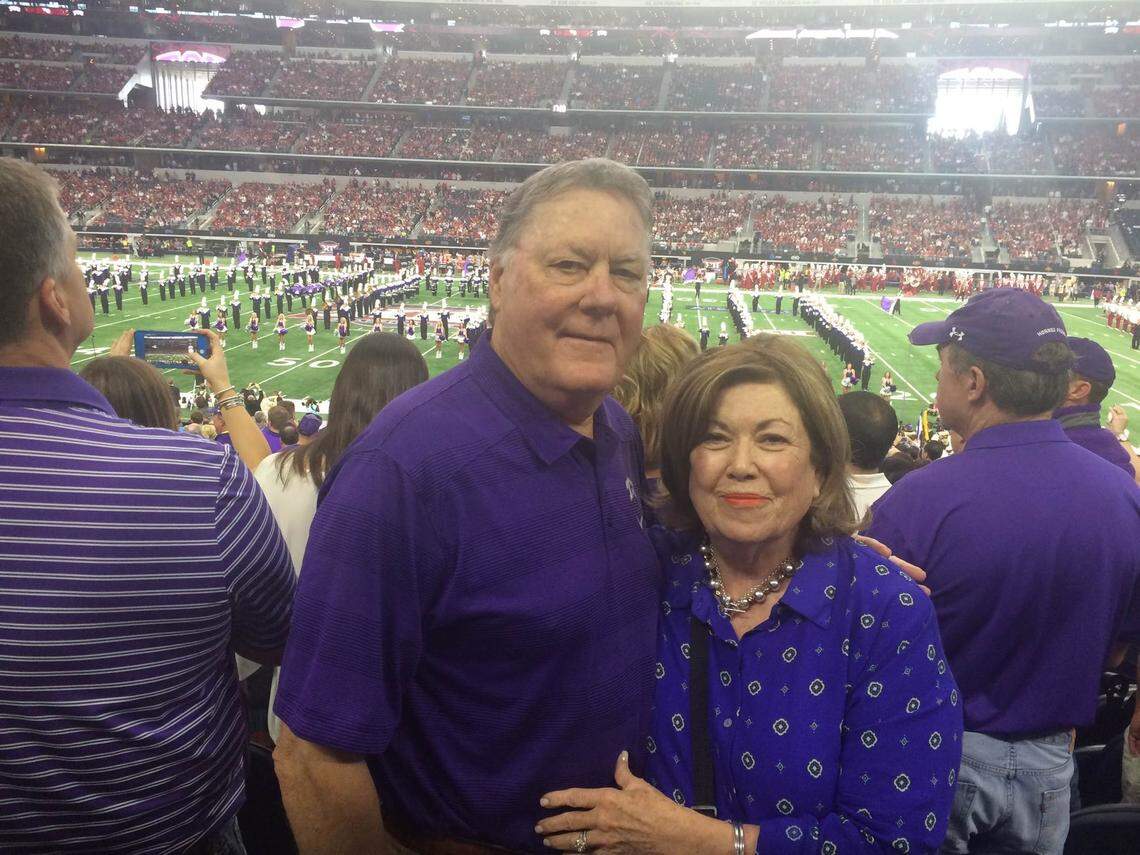 Kent and Susan Nix at a TCU football game. Susan Nix died from COVID-19.