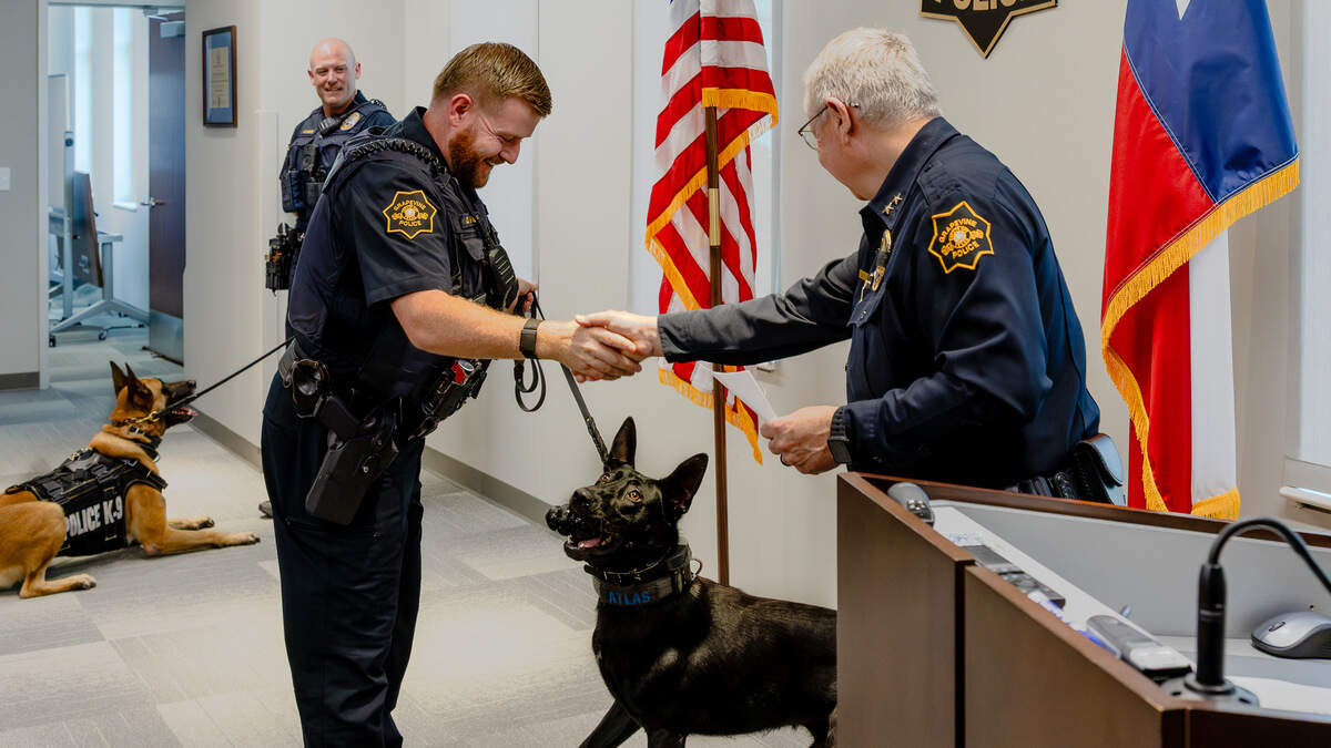 Police Chief Michael Hamlin swore in the newest Grapevine K9 Atlas on July 1
