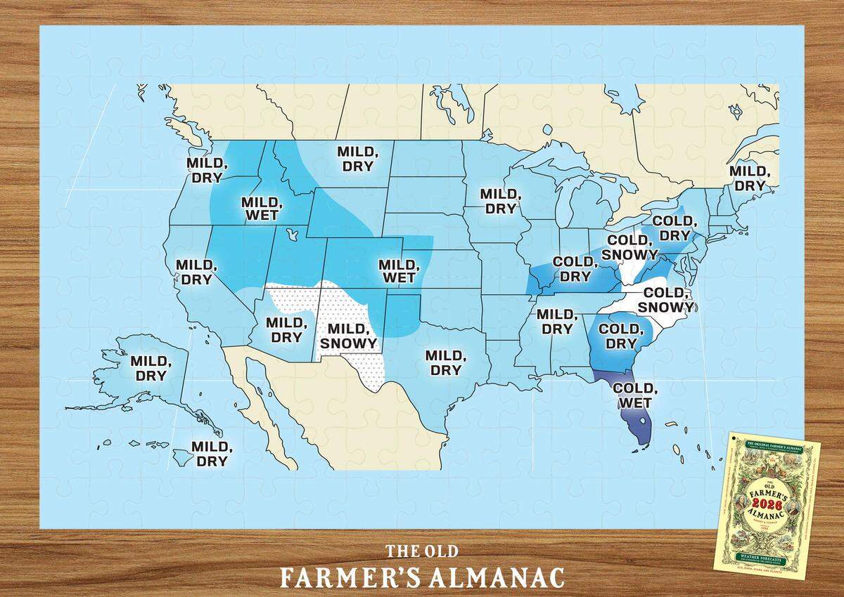 The Old Farmer’s Almanac’s 2025-2026 winter weather forecast for the U.S.