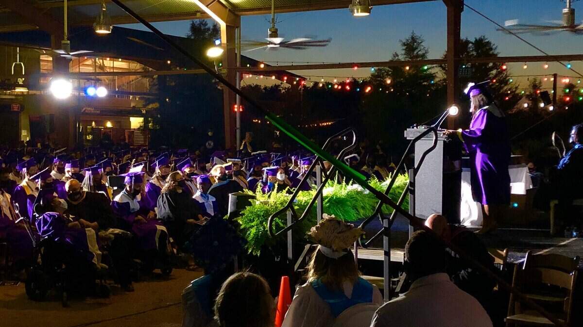 Fort Worth’s Coyote Drive-In hosted Crowley High School’s graduation on Sunday night.