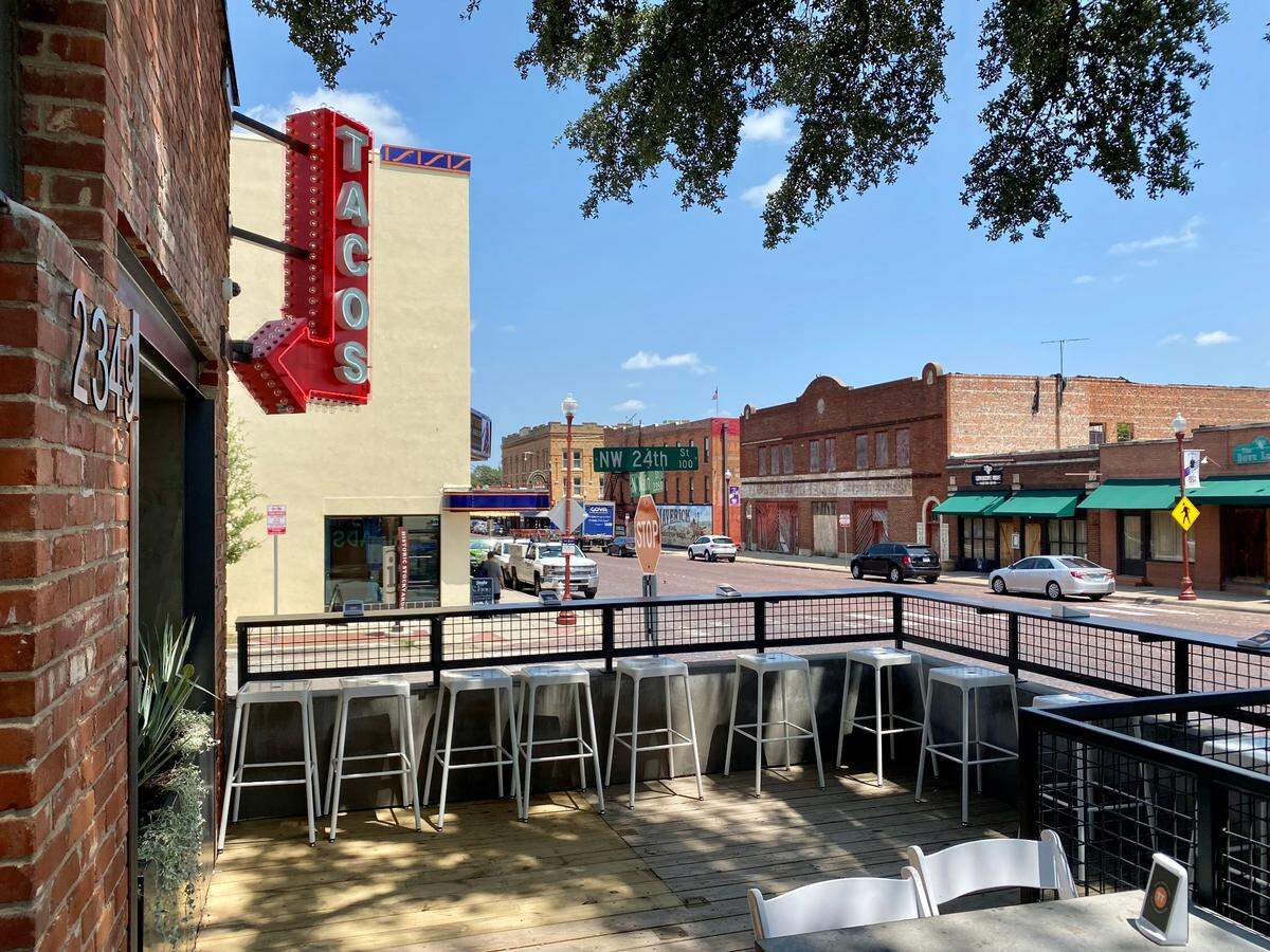 The view from Taco Heads’ patio.