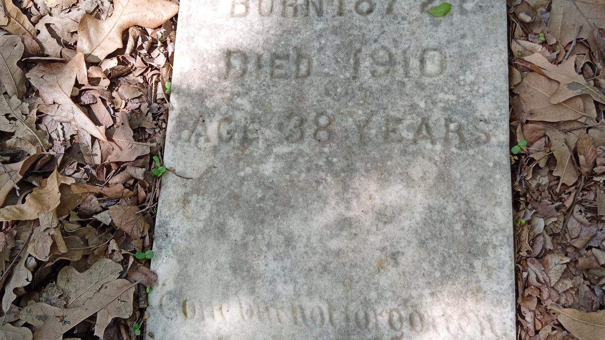 A tombstone of a person buried in St. John’s Cemetery.