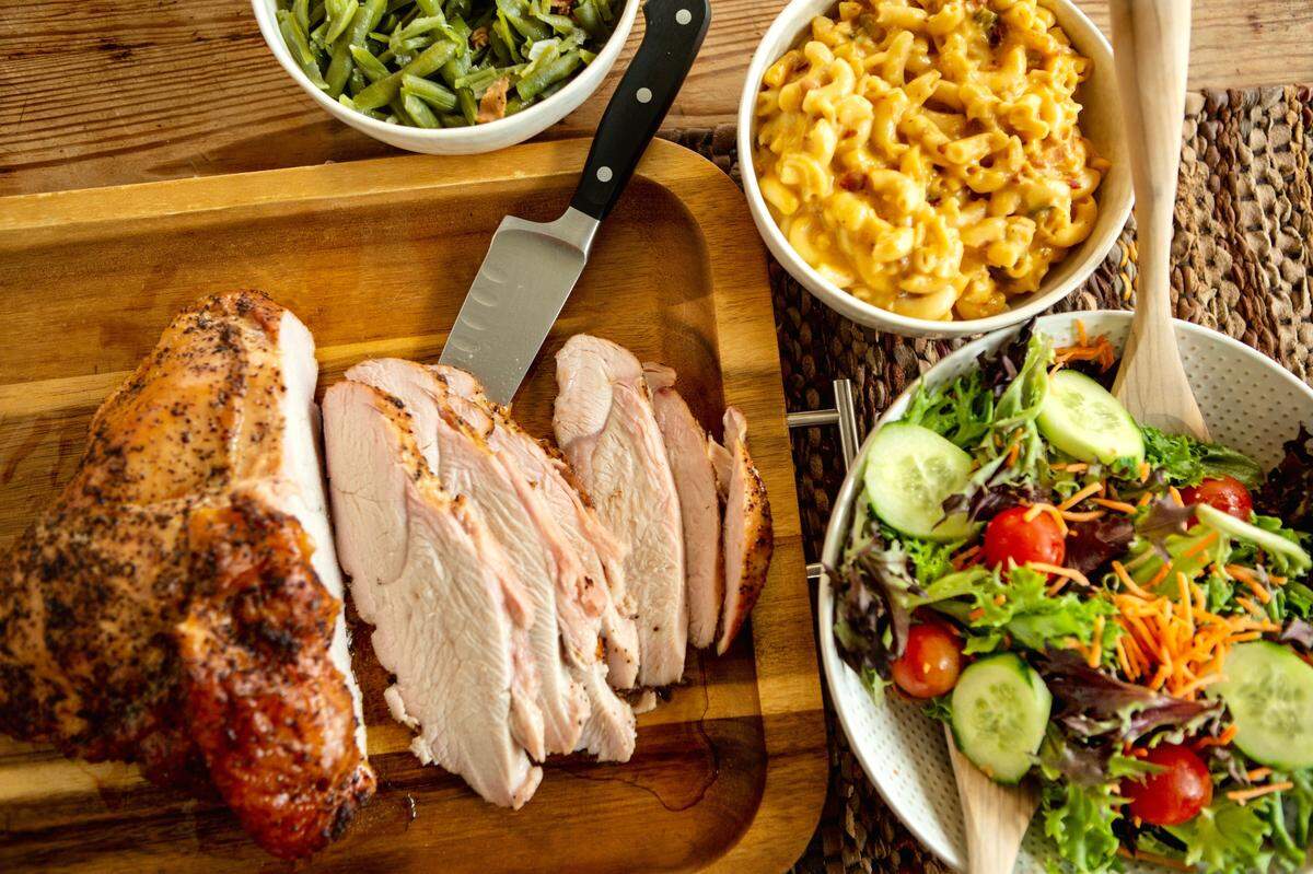 Smoked turkey breast and sides from Cooper’s Bar-B-Que.