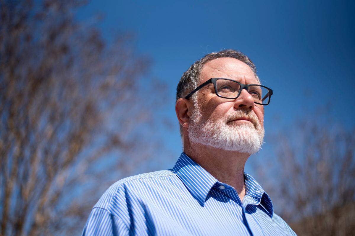 Jeff Younger stands outside the Denton County Republican Party Headquarters in Denton, Texas on Thursday, March 10, 2022.