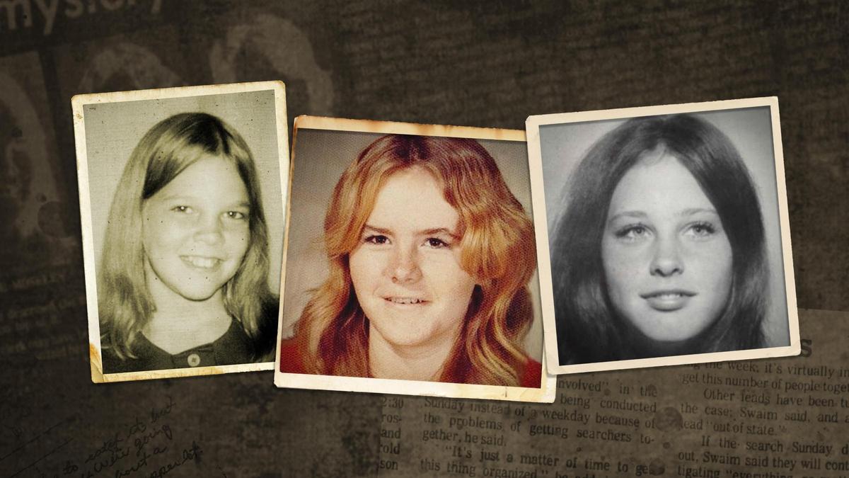 From left, Julie Ann Moseley, Renee Wilson and Rachel Trlica disappeared on Dec. 23, 1974. Their families have been searching for them for 50 years.
