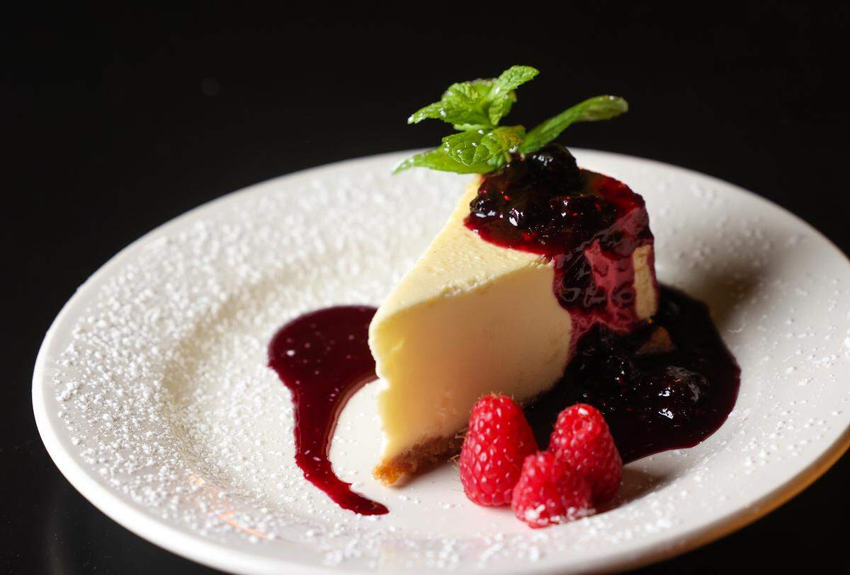 The New York cheesecake with fresh jalapeño-berry compote was one of the Stock Show specials at Michaels Cuisine in Fort Worth.