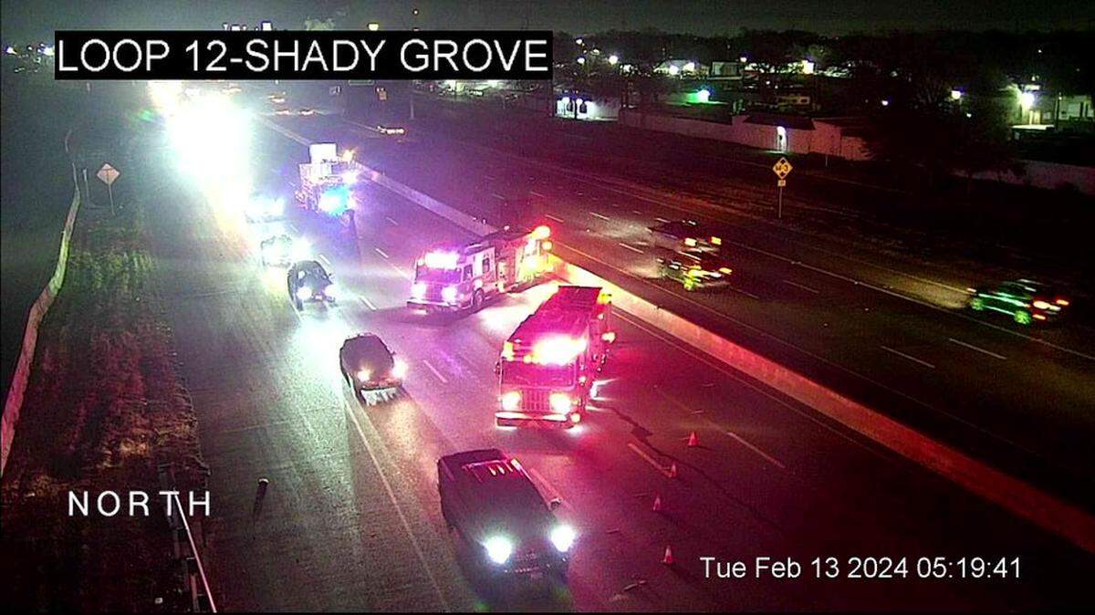 Parts of Loop 12 near Dallas are closed Tuesday morning after a three-vehicle crash that involved a HAZMAT situation sent two people to local hospitals, officials said.