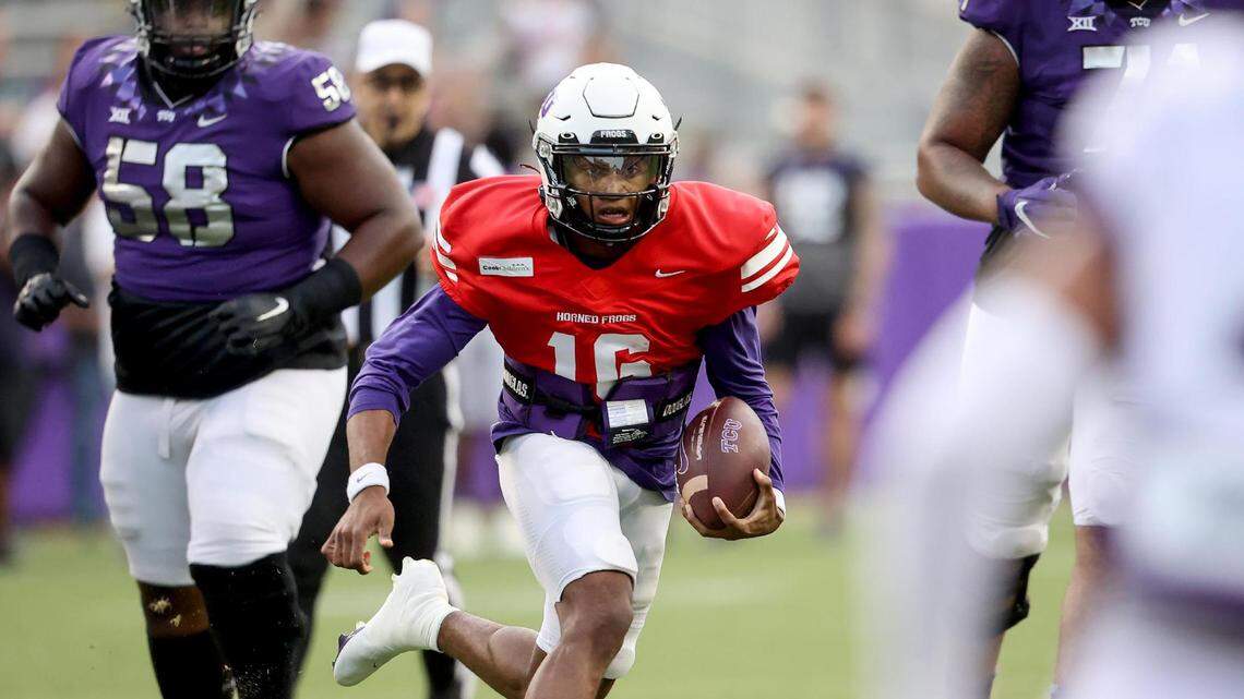 TCU quarterback Sam Jackson took first-team reps for the first time during preseason camp on Monday.