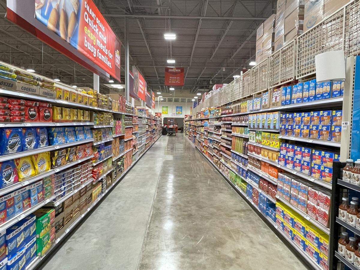 Products line the aisle of Joe V’s Smart Shop in Dallas on June 11, 2024. 