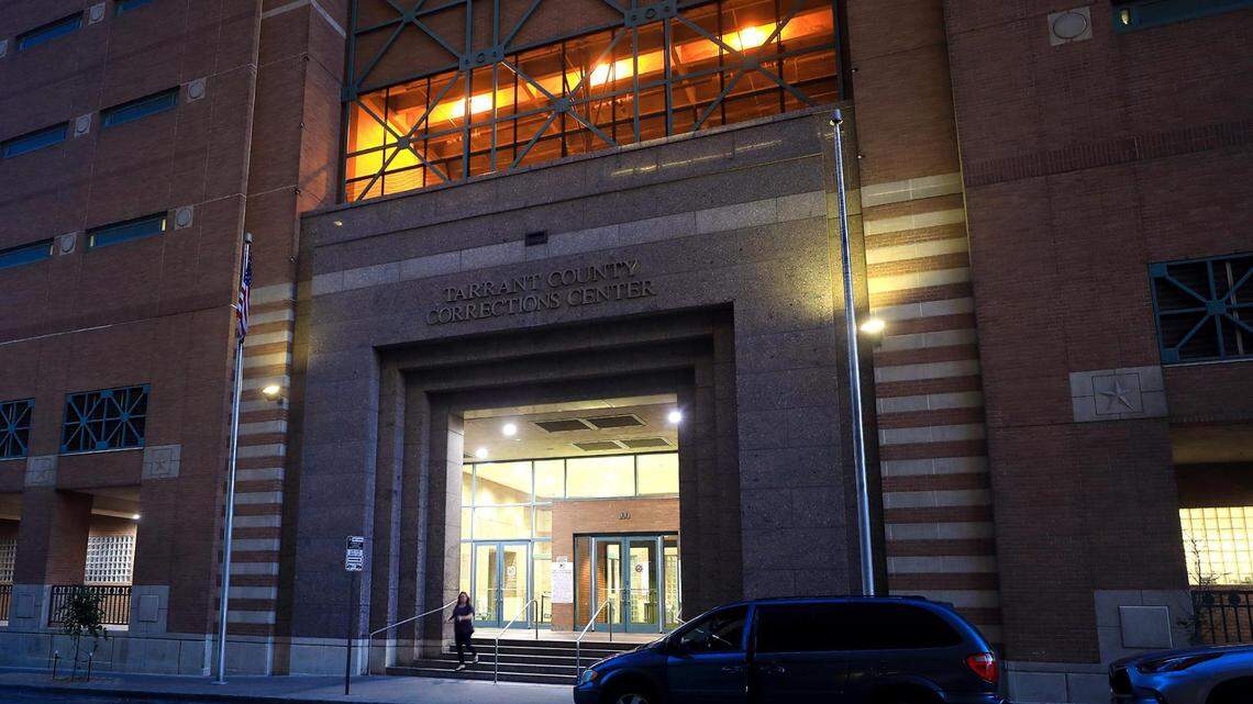 The Tarrant County Jail at night.