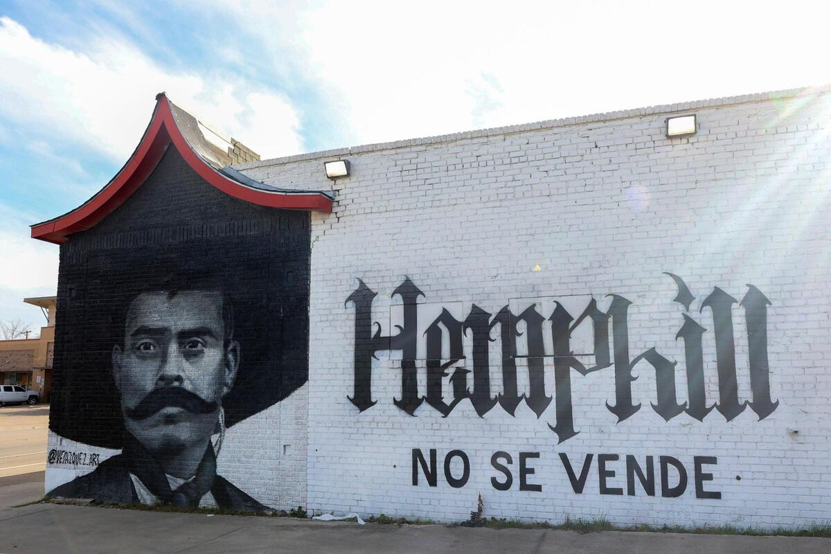 A mural by Fort Worth local artist Juan Velazquez reads ‘Hemphill No Se Vende’ or ‘Hemphill Not For Sale’ on Hemphill Street says in Fort Worth on Wednesday, Jan. 11, 2023. The mural features a portrait of Mexican revolutionary Emiliano Zapata and represents the Hispanic community’s fight to preserve the Hemphill neighborhood.