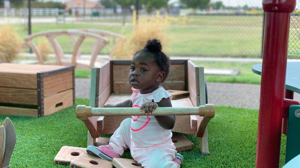 An early Head Start student at Hargrave Elementary School in Crowley ISD plays outside on October 13. The Crowley ISD school is one of the first in the nation to provide infant and toddler services on their campus. Fort Worth ISD will implement a similar program if the November Bond proposal A passes.