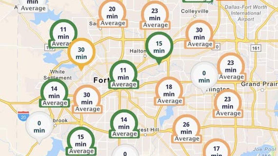Election Day wait times at 6:45 p.m. on Nov. 4, 2025 saw the majority of polling locations have lines 10 to 30 minutes long. Election Day wait times at 6:45 p.m. on Nov. 4, 2025 saw the majority of polling locations have lines 10 to 30 minutes long.