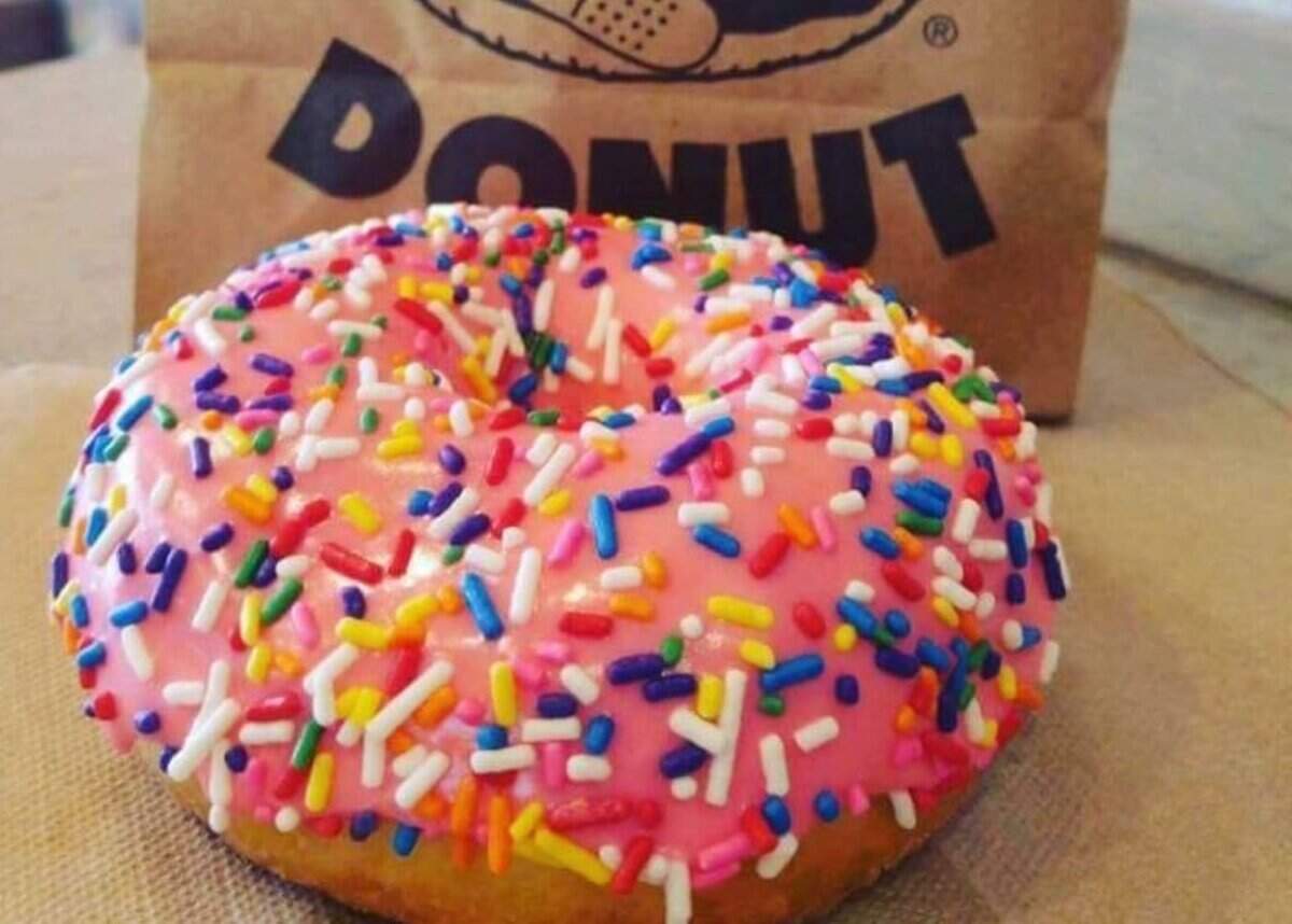 Hurts Donut Company’s doughnuts are larger than most and brightly colored.