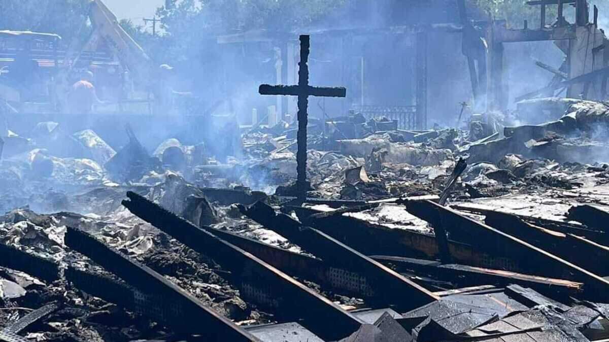 A Bridgeport church was almost entirely destroyed. Only one thing survived the blaze -- a cross -- which remained standing in the middle of the totaled building. 