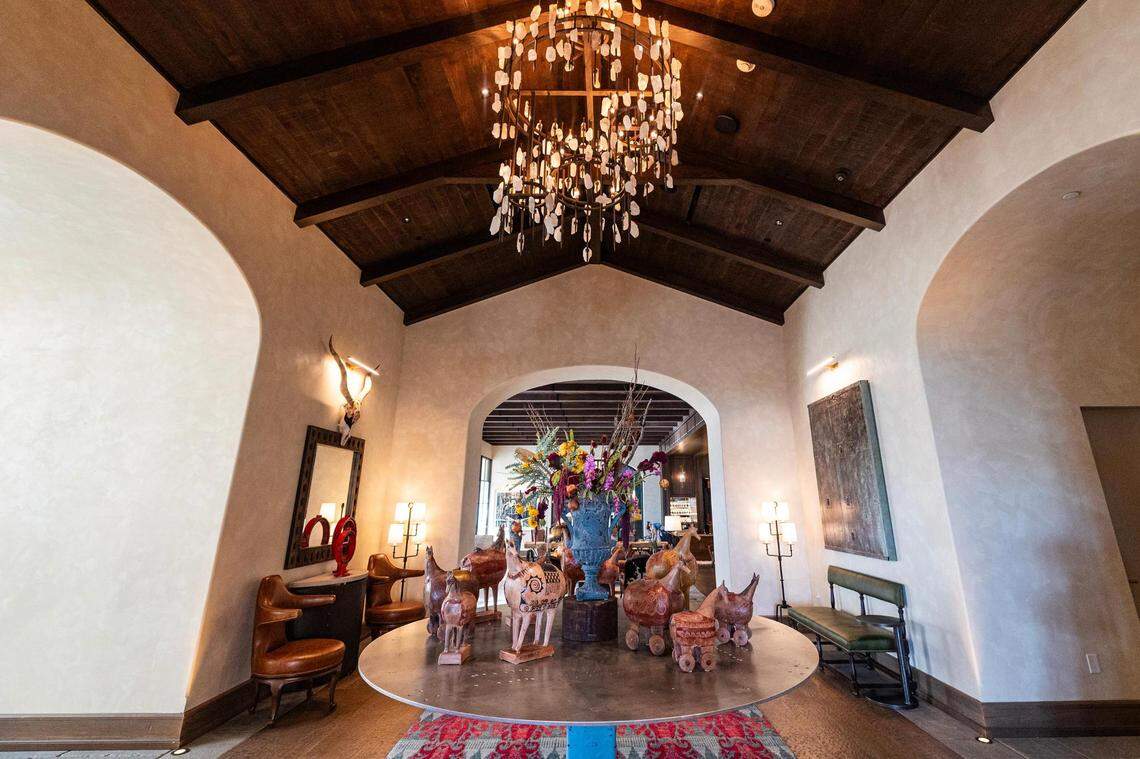 The lobby in the new Bowie House hotel in Fort Worth on Tuesday, Nov. 28, 2023.