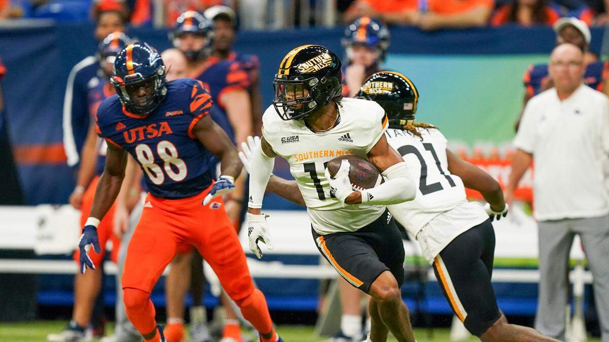 The Dallas Cowboys selected Southern Miss Golden Eagles defensive back Eric Scott Jr. (12) with the first pick in the sixth round of the NFL draft.