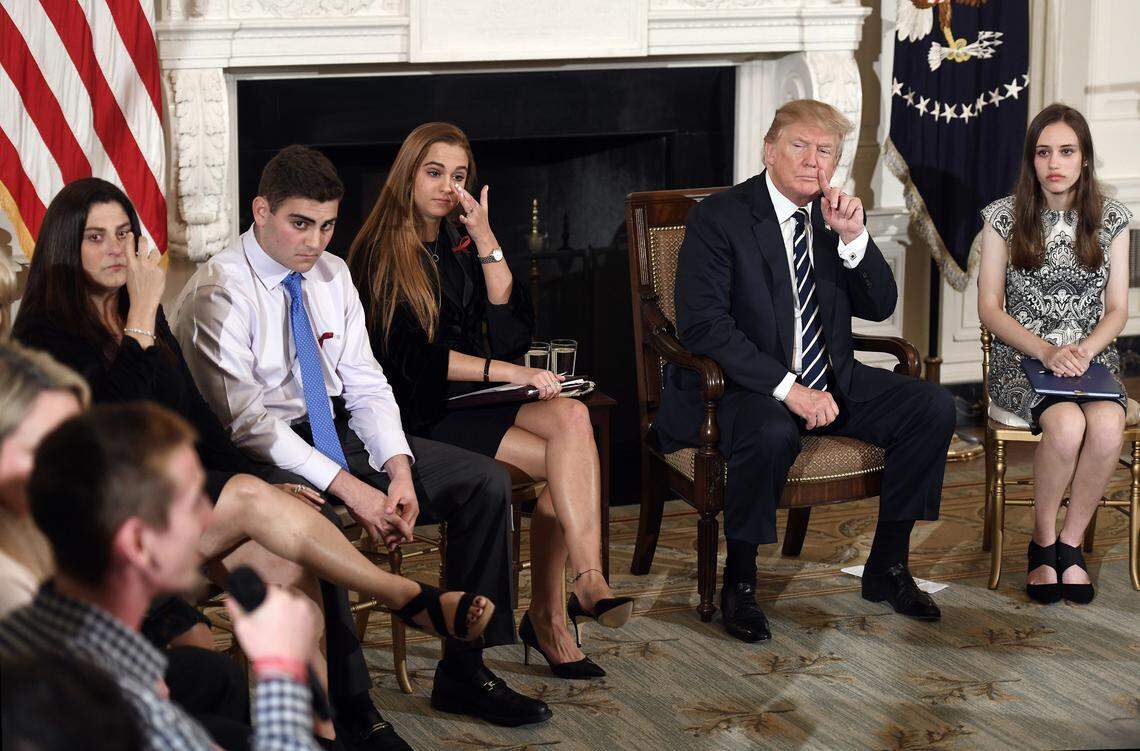 President Donald Trump met with high school students, teachers and parents affected by mass shootings at schools in Parkland, Fla., Newton, Conn., and Columbine, Colo., to discuss possible solutions to keep America's school safe. One of Trump's initiatives  is to arm teachers.