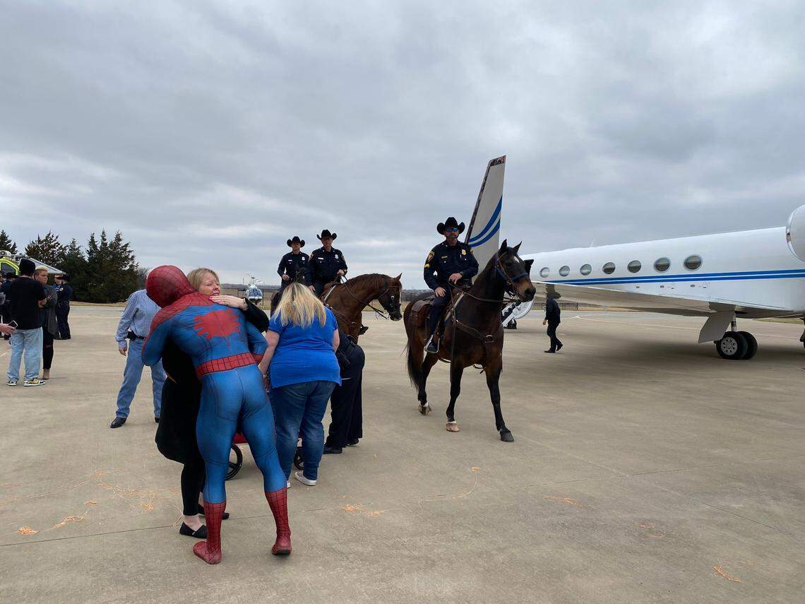 Rylan Pruitt, who was diagnosed with a type of brain cancer last May, was welcomed back to Fort Worth on Friday afternoon after receiving scans in Memphis Tennessee, that revealed the cancer has spread throughout his body. Rylan, an honorary police officer, was greeted by fellow officers, first responders and Spider-Man.