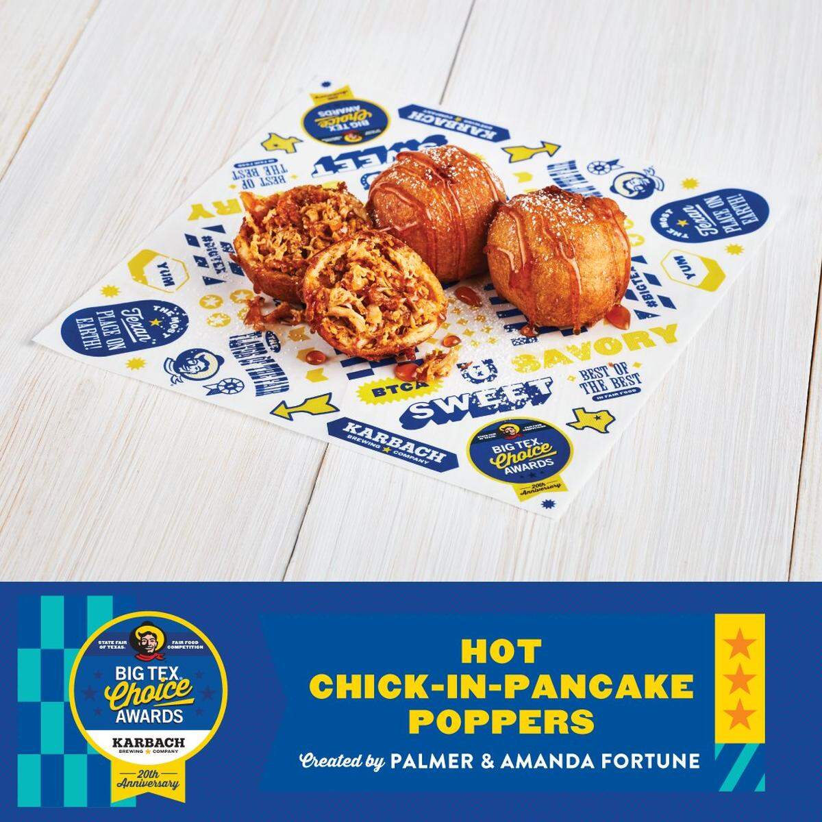 Hot Chick-in-Pancake Poppers by Palmer and Amanda Fortune