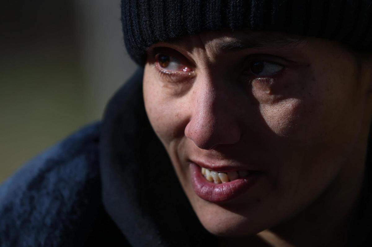 Ace Diamond becomes emotional after talking about her traumatic life experiences to the street medicine team during their visit at an old drive in movie theater in Fort Worth on Jan. 9. Last year, Ace’s beloved puppy, Tiberius, died from an infection and wants to make sure Glenwood doesn’t experience the same fate.