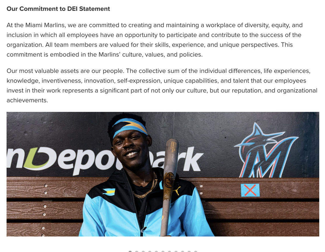 The Miami Marlins feature Jazz Chisholm prominently on team DEI page despite trading him to the Yankees in 2024