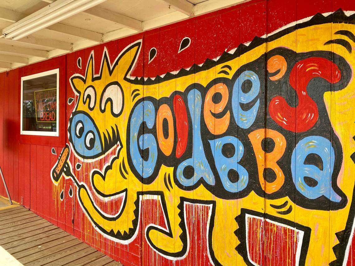 The front at Goldee’s Barbecue, in a 1950s barbecue restaurant.
