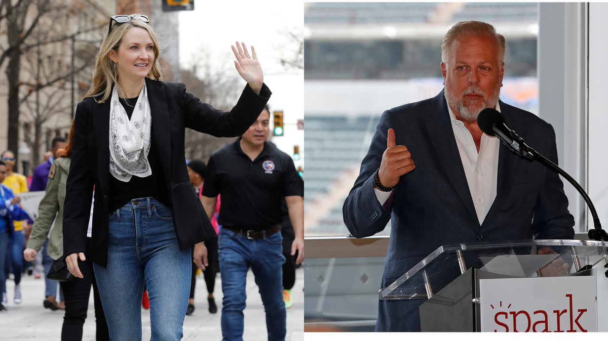 Fort Worth Mayor Mattie Parker (left) and Arlington Mayor Jim Ross are two of the 10 mayors who wrote a letter of opposition to the Tarrant County redistricting on May 23, 2025.