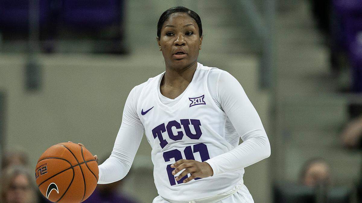 TCU junior guard Lauren Heard, in action earlier this season, led the Horned Frogs with 26 points and 11 rebounds Wednesday, Jan. 8 in an 80-76 loss to Texas Tech at Schollmaier Arena.