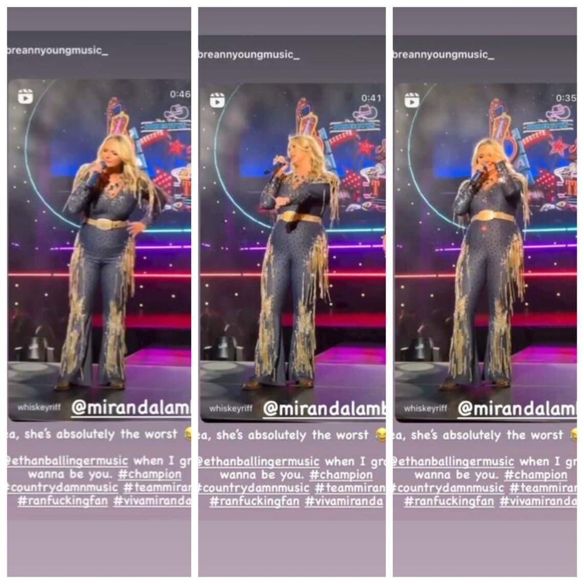 The country singer pointed out the shirt (and fan) while on stage.