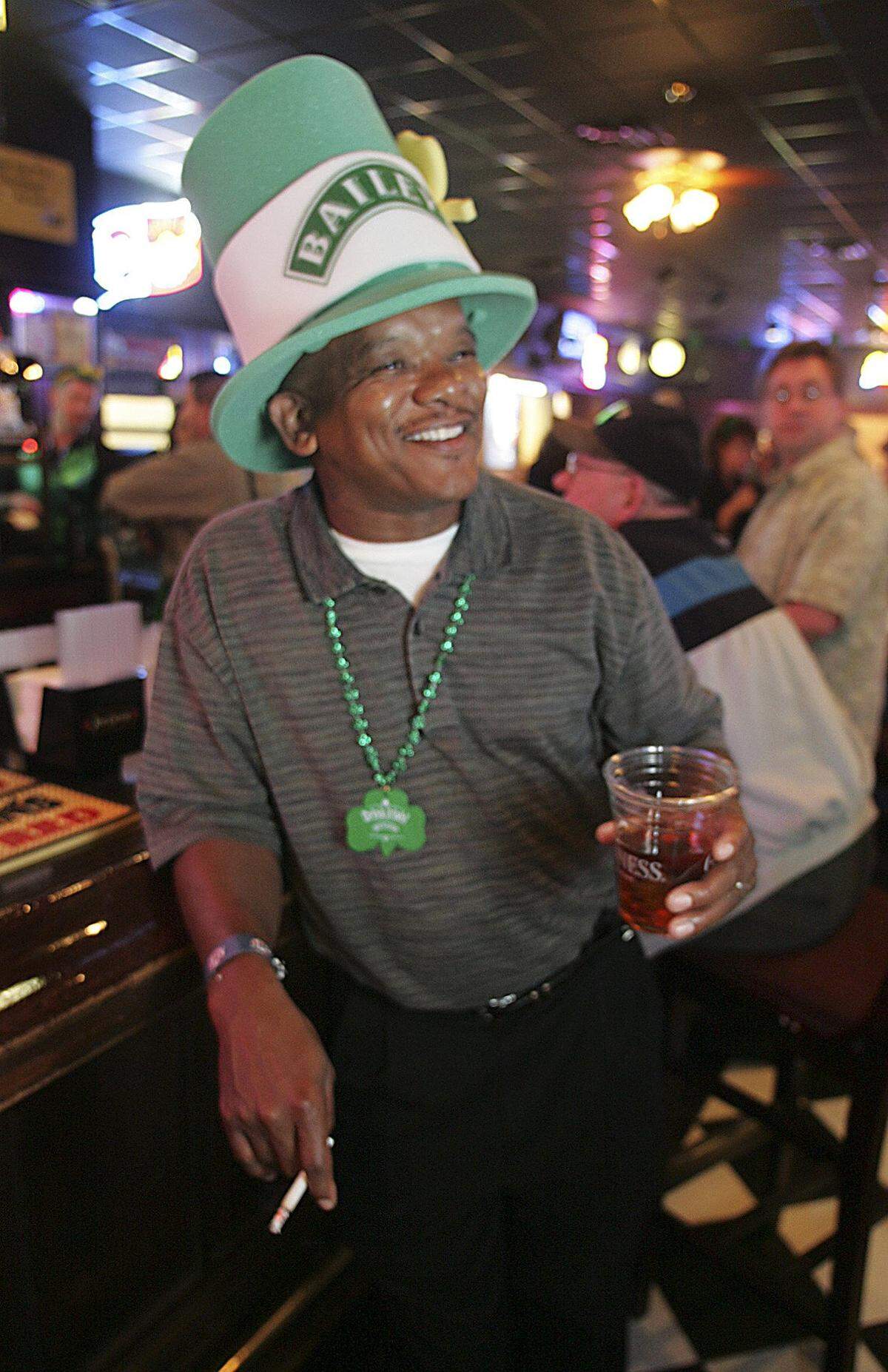 March 17, 2005: Gerald Cooper of Colleyville celebrates St. Patrick’s Day at Lonnegan’s Grill and Sports Pub in Grapevine.