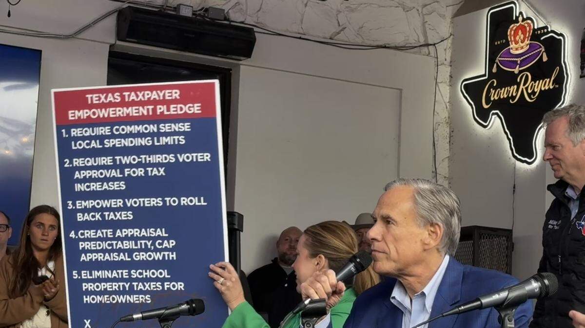 Texas Gov. Greg Abbott outlined his plan for property tax reform during a Fort Worth campaign event on Dec. 4.