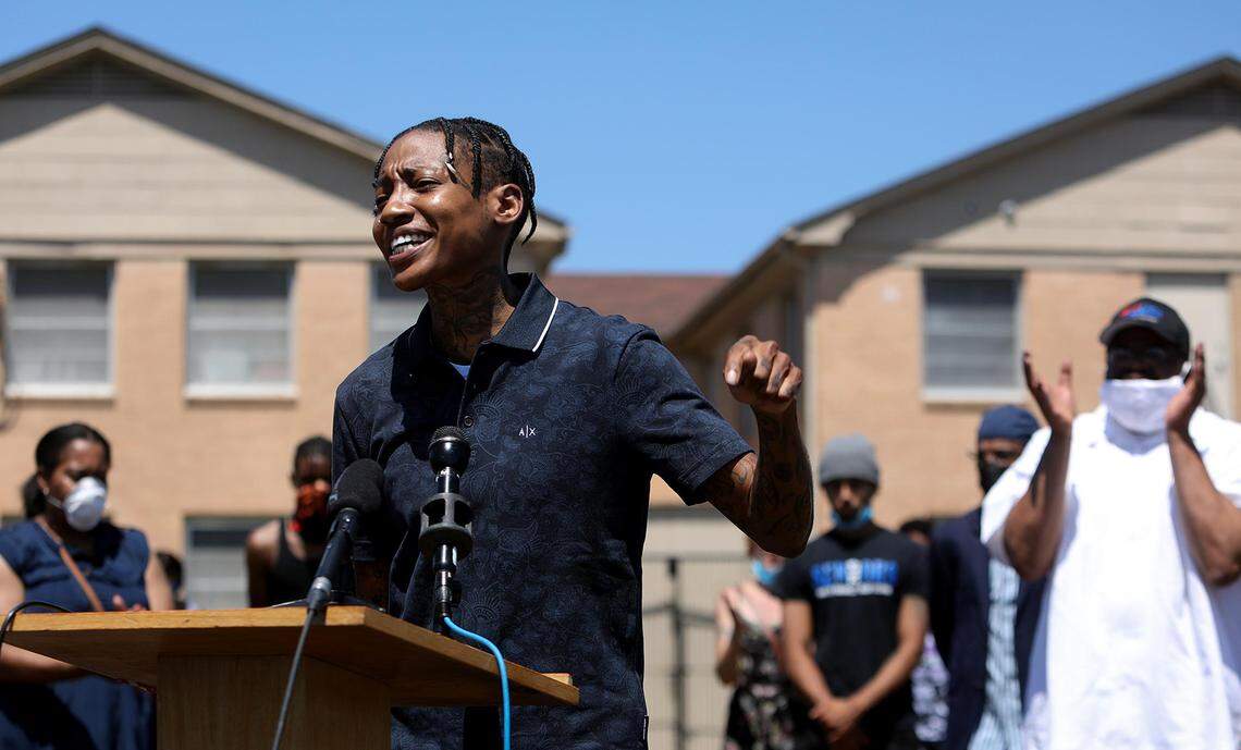 Natasha Nelson of Black Lives Matter speaks during a press conference to state their demands and goals for the protest movement on Thursday, June 4, 2020, at Mount Olive Baptist Church in Fort Worth.