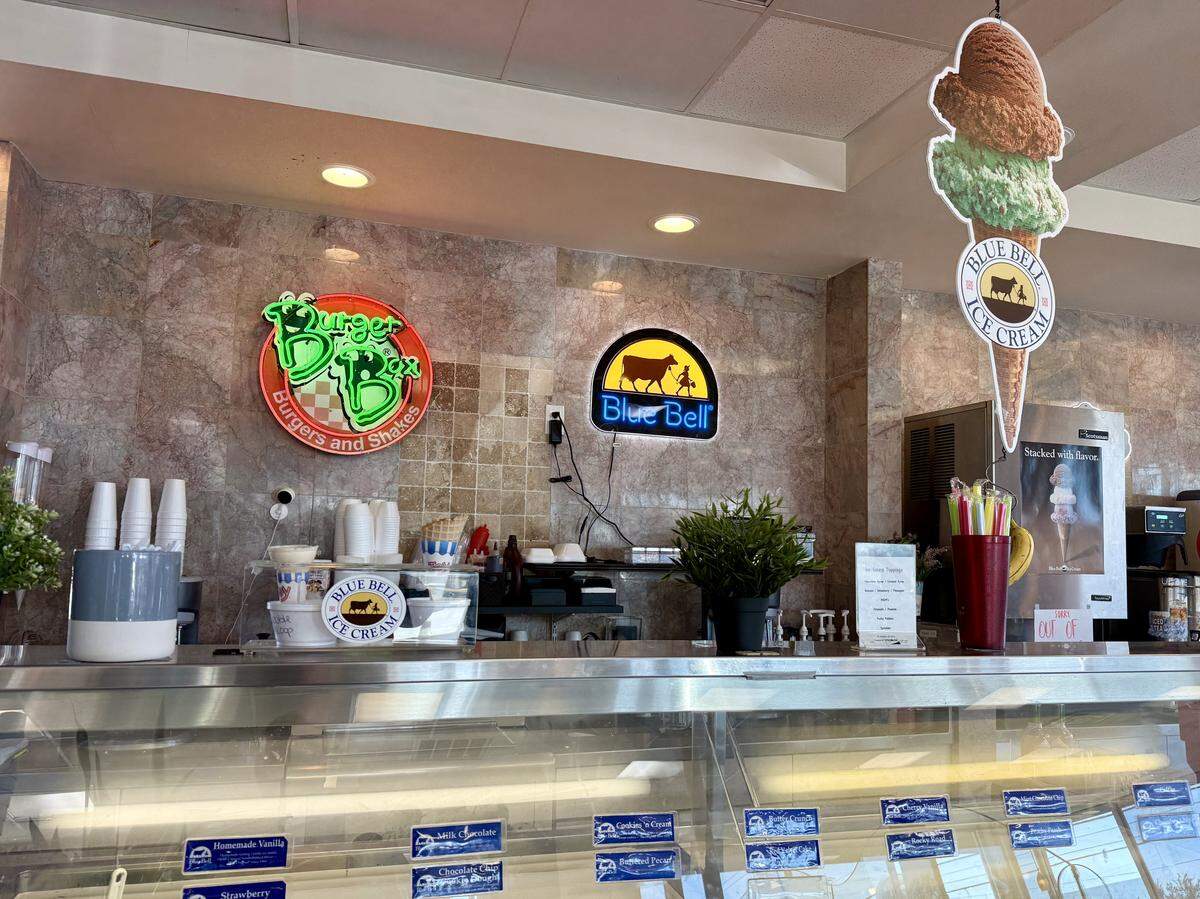 The Burger Box location in Euless, Texas, has a full selection of Texas-based Blue Bell Ice Cream, seen Feb. 6, 2026.