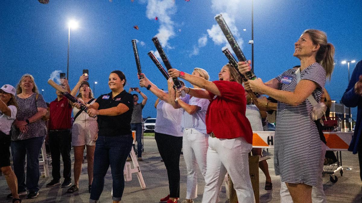 H-E-B staff shoot off fireworks during the grand opening of the Mansfield store on Wednesday, June 26, 2024. The event organizers held a countdown to open the doors to the public.