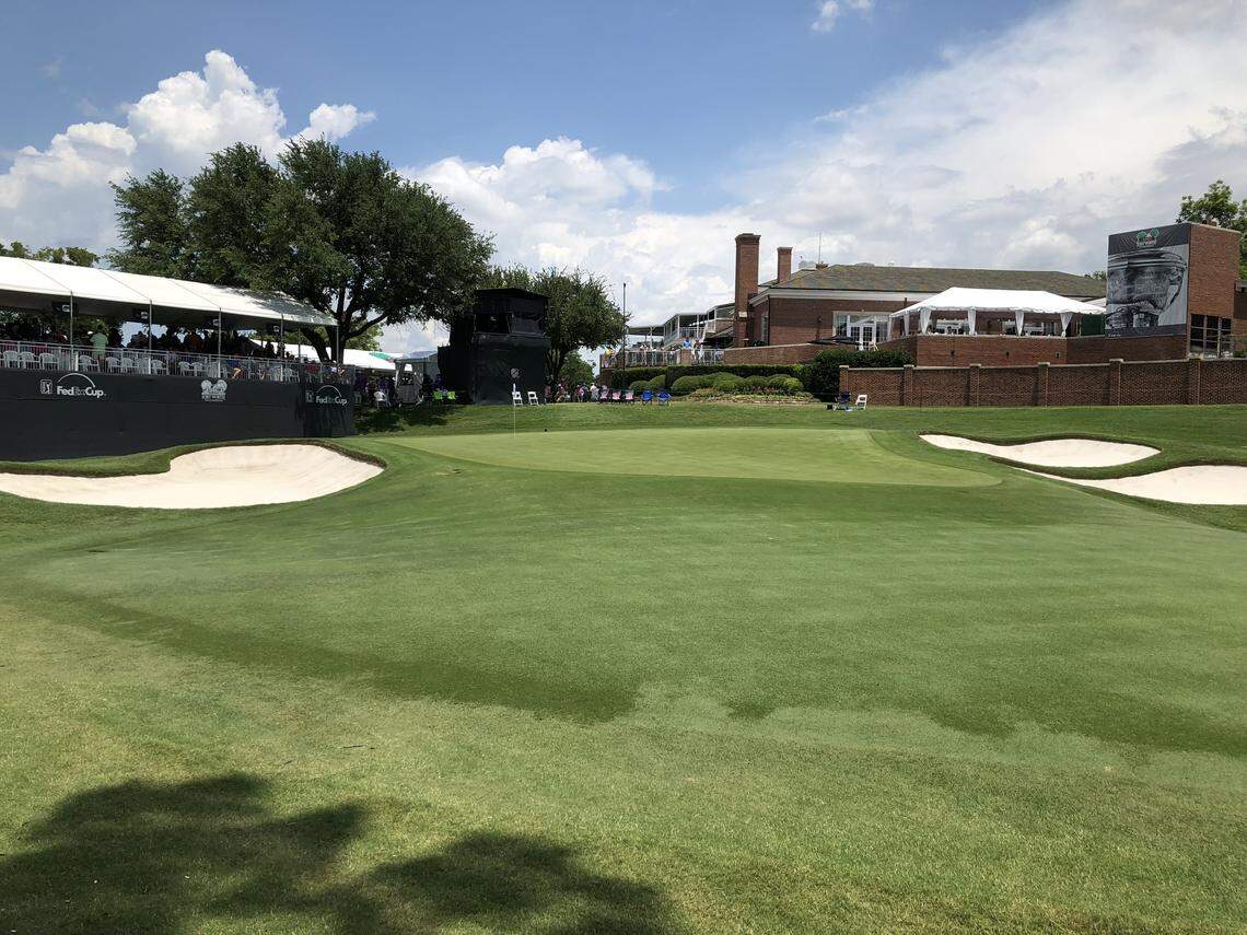 The par-3 16th is a great spectator hole that could ruin a round for contenders.