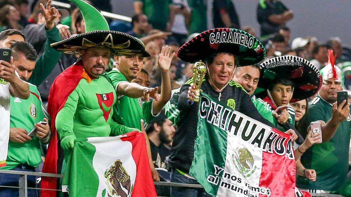 Mexico fans cheer on their team against Croatia, Tuesday night, March 27, 2018 played at AT&T Stadium in Arlington.