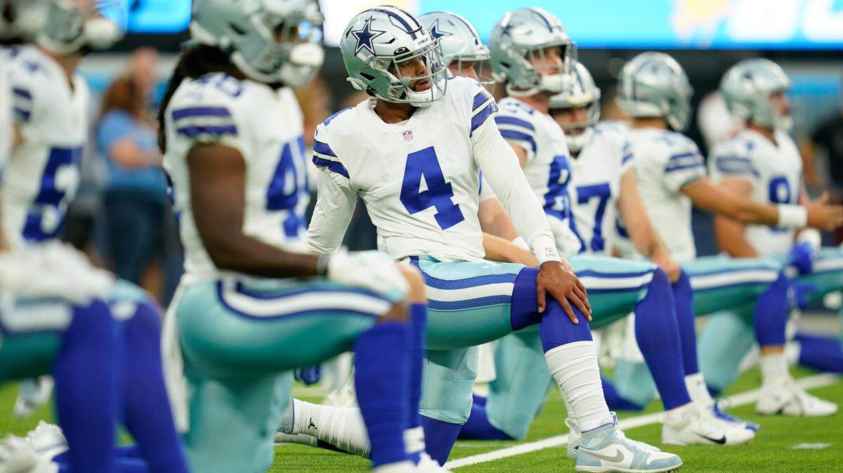 Dallas Cowboys quarterback Dak Prescott (4) is good to go for Sunday after leaving practice Thursday due to ankle issues. Medical testing came back clear.