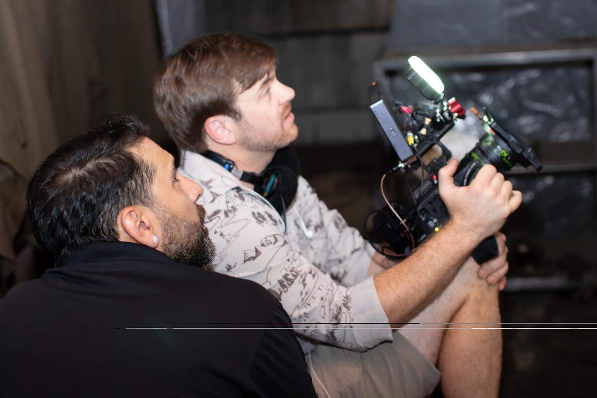 Rani Alowairdi and Tyler Russell behind-the-scenes of “The Hem.”