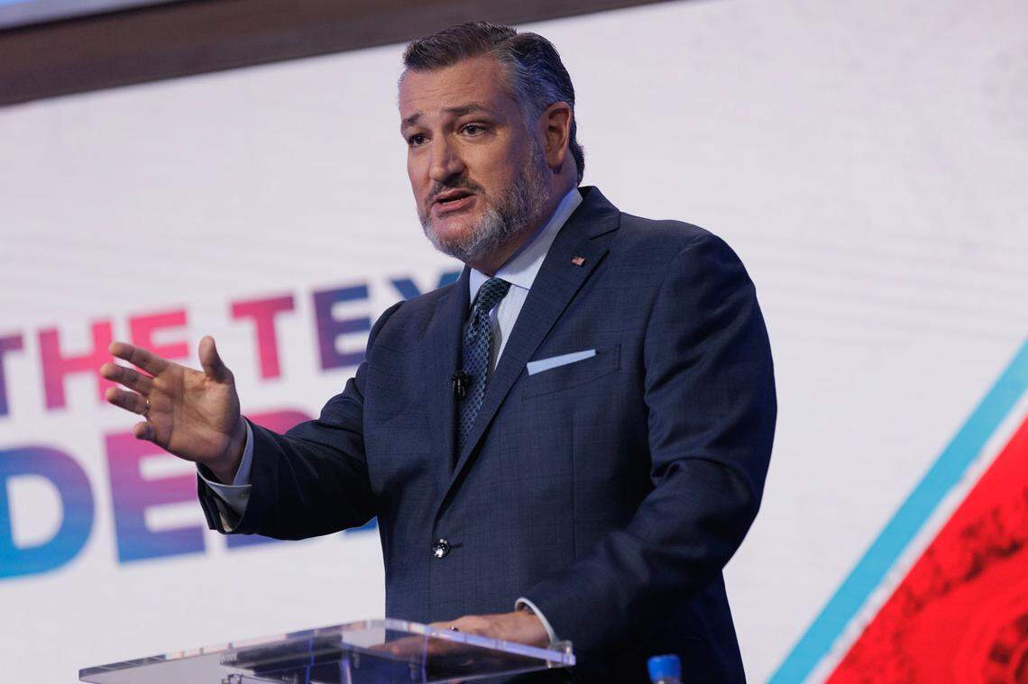 U.S. Sen. Ted Cruz, R-Texas, speaks during a debate for the U.S. Senate with U.S. Rep. Colin Allred, D-Dallas, hosted by WFAA on Monday, Oct. 12, 2024, in Dallas, Texas.