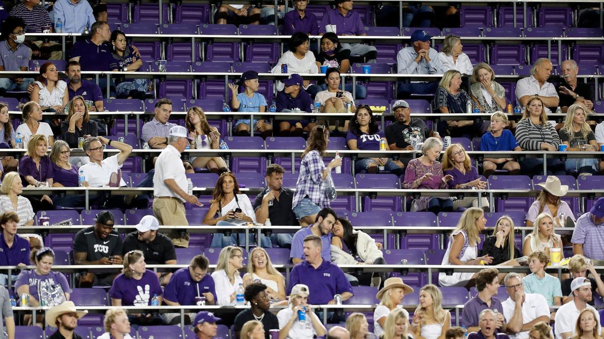 TCU had an announced attendance of 37,288 with plenty of open seats for Saturday’s homecoming game against West Virginia at Amon G. Carter Stadium.