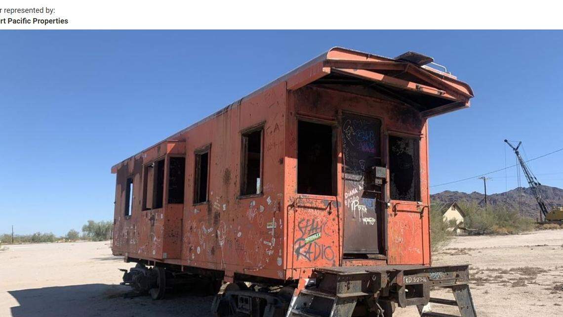 A train car in the the Town of Desert Center.