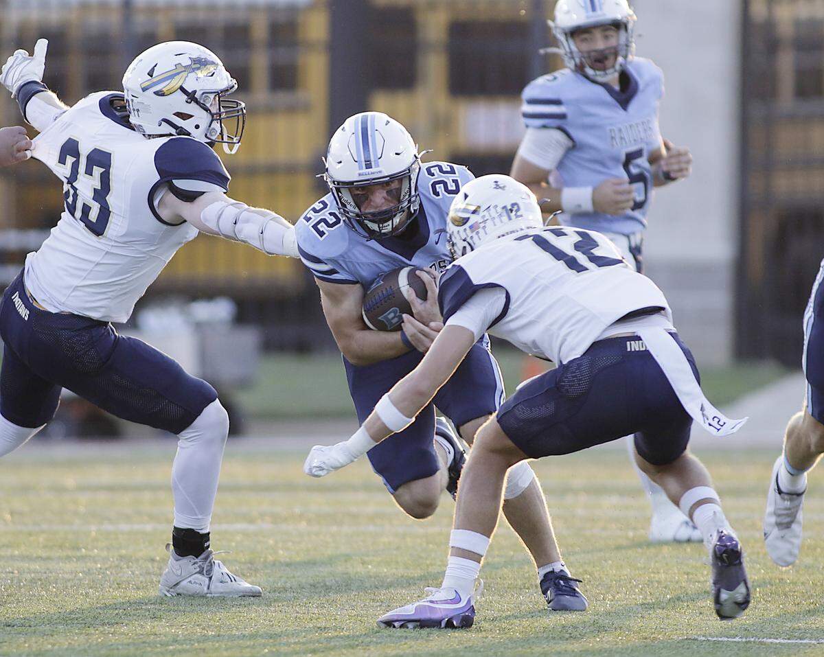 L.D. Bell’s Brendon Gleim finds a hole in the  Keller defense during their game at Pennington Field on Friday, Sep. 19, 2025 